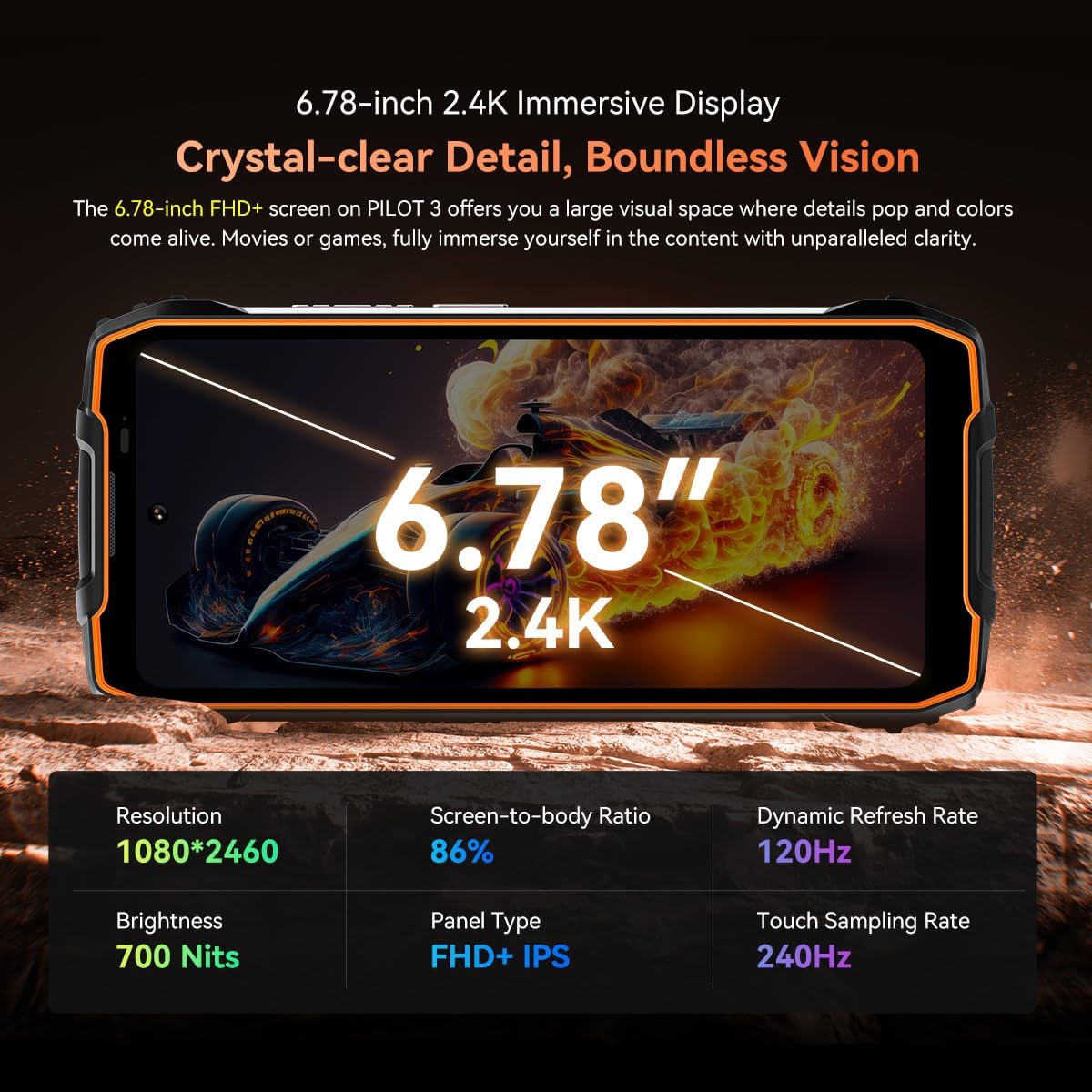 OSCAL PILOT 3 Rugged 5G Smartphone, 36 GB RAM + 256 GB (tot 2 TB), 6,78″ 2.4K 120 Hz Display, 50+32MP + 20 MP Night Vision, IP68/IP69K & MIL-STD-810H, Dual SIM/NFC/GPS, 2 jaar garantie, Zwart