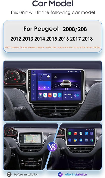 10 Inch Android 13 Autoradio – Multimedia Systeem – Touchscreen Stereo – Navigatie Radio – Draadloze CarPlay Android Auto – 8-Core Processor – 4G+32G Geheugen