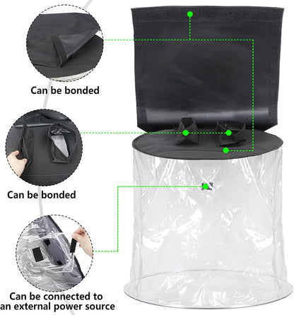 WECAN Professionele regenbescherming voor moving-heads, waterdichte en stofdichte accessoires voor podiumverlichting, transparante regenbescherming voor verticaal hangende podium moving-heads