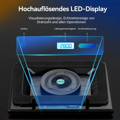 Laptop Koeler – Laptop Cooler – Laptop Koelpads – Notebook Koeler – Cooling Pad – 14 cm Ventilator – Touchbediening met LED-Display – 3 USB-Poorten – Verstelbare Hoogte – Geschikt voor 15-19 Inch Laptops
