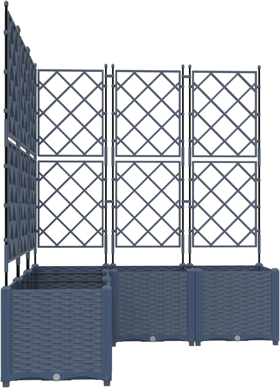vidaXL Garden Planter with Trellis 5 pieces Grey 120x120x143cm - QUORE