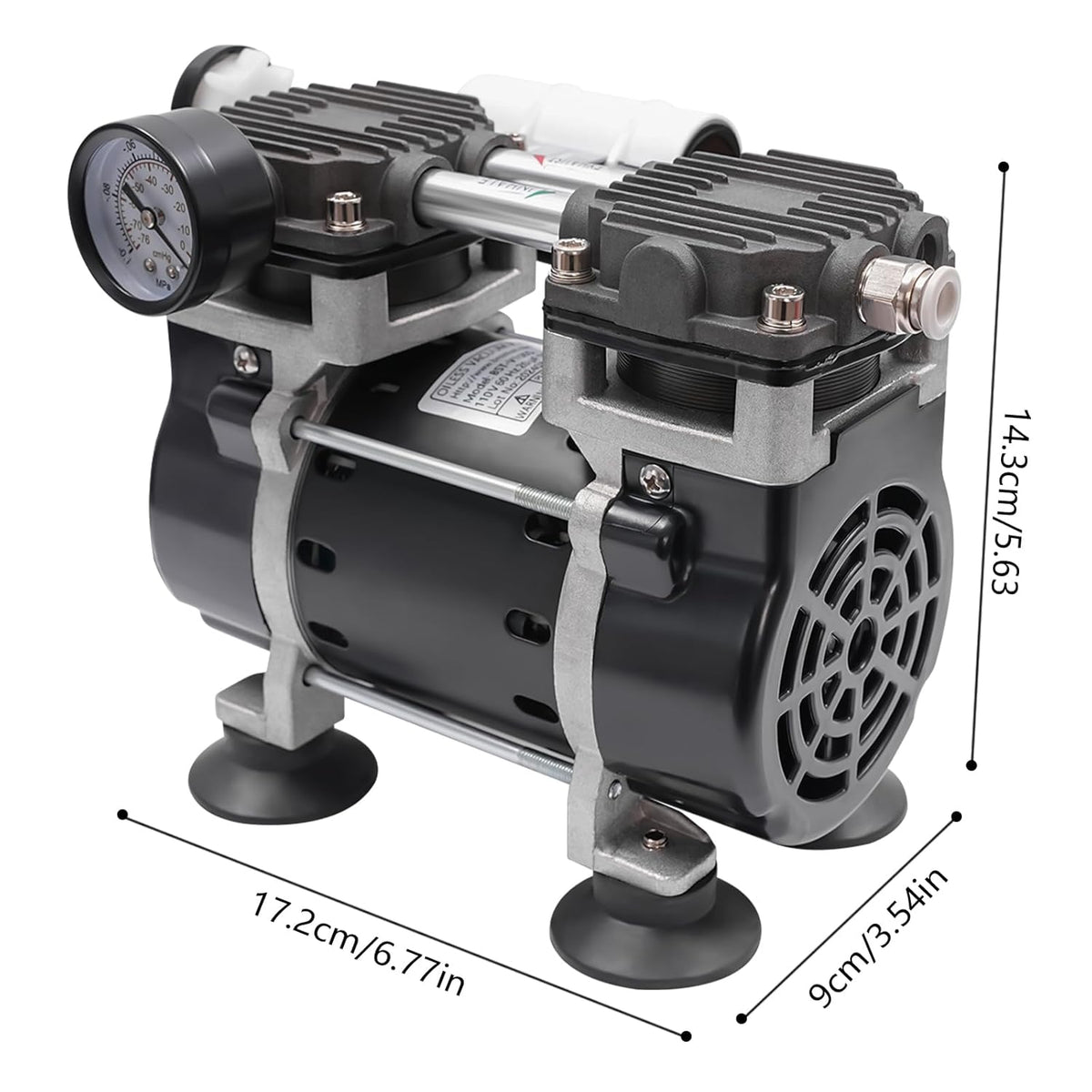 Vacuümpomp Olievrije Pomp – Vacuüm Pomp Compressor – Druckpomp Laboratorium – Olievrij Motor – Krachtige 150W Motor – Stil En Onderhoudsvrij