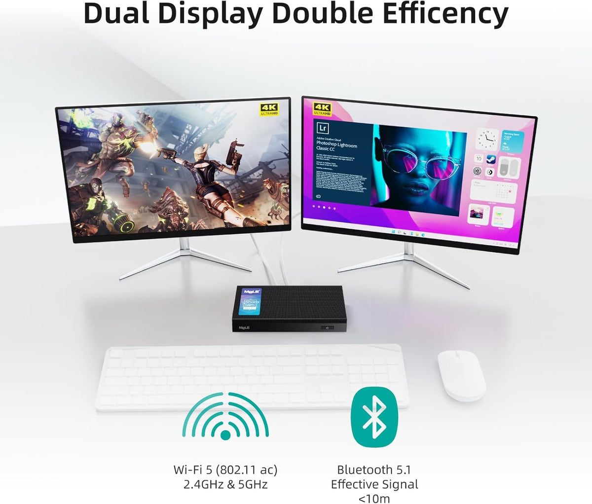 Mini PC – Micro Desktop – Compacte PC – Kleine Computer – Stille Desktop – Celeron N5105 8GB RAM 128GB Opslag – Fanless Geruisloos – Dual 4K HDMI & VESA Beugel