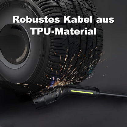 Elektrische autooplader, 11 kW EV oplader type 2, kabel type 2 Schuko, instelbare stroom [3-fase] [6-16 A], oplaadkabel 5 m, IP65 waterdicht, instelbare oplaadtijd [30 min-5 uur]