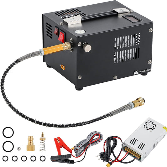 Mxmoonant Draagbare PCP-compressor, 4500 psi/30 Mpa/300 bar, geschikt voor Airsoft, paintballtanks (220 V AC of 12 V autobatterij)