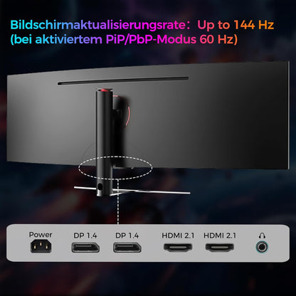 LC-Power LC-M49-DFHD-144-C-Q Ultrawide Gaming-Monitor, gebogen, 49 inch (1500R, QLED-VA, 144Hz, DFHD 3840 x 1080, AMD FreeSync™ Premium, HDR 400, levendige kleuren)