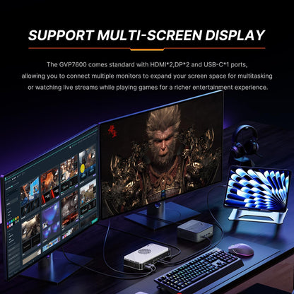 eGPU Dock – Externe Graphics Dock – Grafische Kaart Docking – Laptop GPU Expander – Externe GPU Behuizing – AMD Radeon RX 7600M XT 8GB GDDR6 – USB4.0 & Oculink Connectiviteit – M.2 NVMe SSD Slot – 4K Quad Display Support