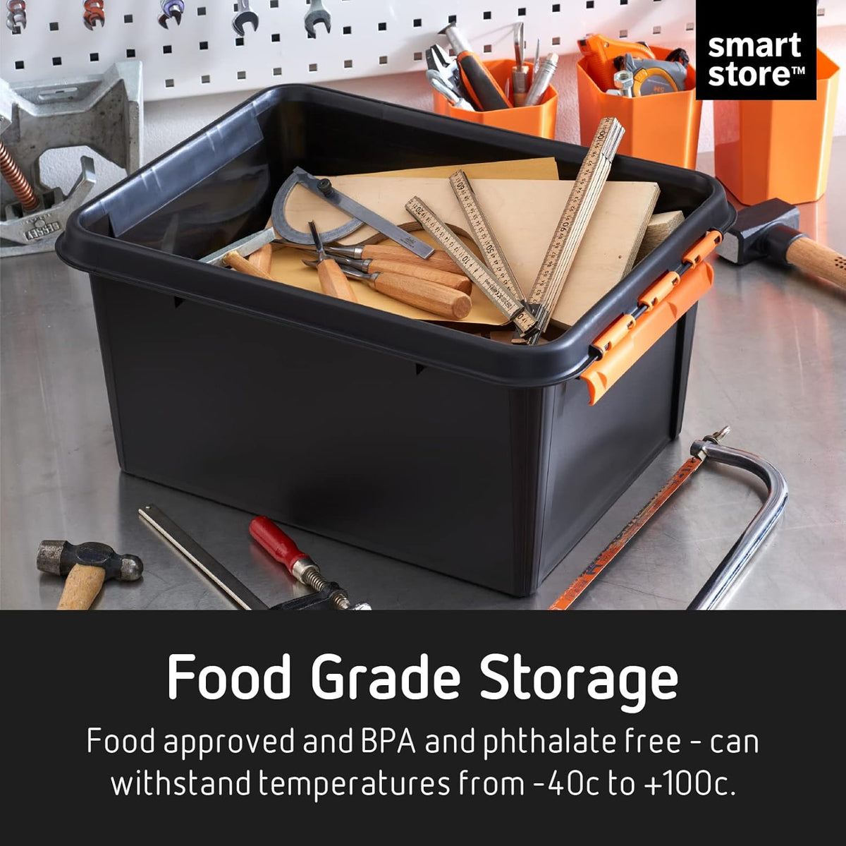 SmartStore Heavy Duty Opbergdozen met Deksels 31 L Set van 6 - Nestbare & Stapelbare Schokbestendige Gereedschapskistenset - BPA-vrije voedselopslagcontainers - Plastic Opbergdoos met Deksel