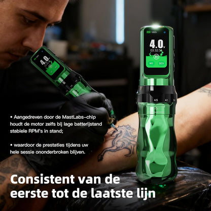 Dragonhawk Tattoo Gun Pen Machine Fold Pro Year of the Horse Edition Cordless Tattoo Machine Power Motor by Mcore-C4 2.5-4.5mm 7 Strokes Adjustable for Lining Shading Tattooing Work