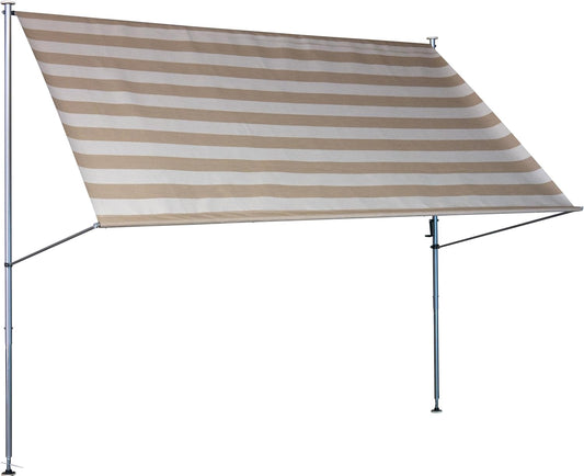 Angerer Freizeitmöbel GmbH Klemluifel Premium - luifel voor zonwering - montage zonder boren en pluggen - ideale balkonluifel voor huurwoningen (taupe gestreept, 350 cm)