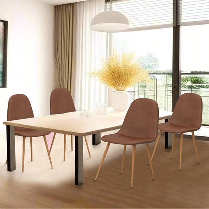CangLong Set van 4 eetkamerstoelen, retro gestoffeerde keukenstoelen voor keuken, eetkamer, kunstleer loungestoelen met metalen poten, bruin