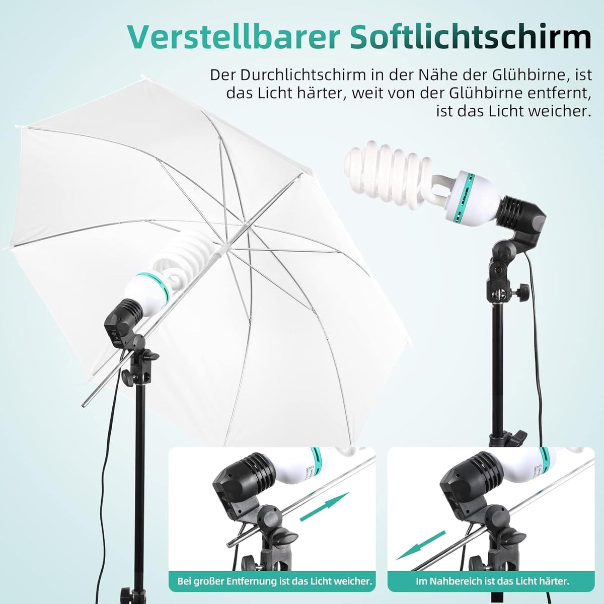 Complete Fotostudioset – Fotostudio Set – Softbox Set – Achtergrondsysteem – Studiolampen – 2,6 x 3 m Verstelbaar Aluminium Frame – 3 Katoenen Achtergronden Groen, Zwart En Wit