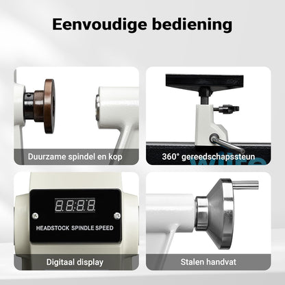 Wiltec houtdraaibank 550 W voor houtbewerking draaibank voor hout werkbank gereedschap variabele snelheid 650-3800 rpm 3 standen draaimachine houtmachine houtwerkbank