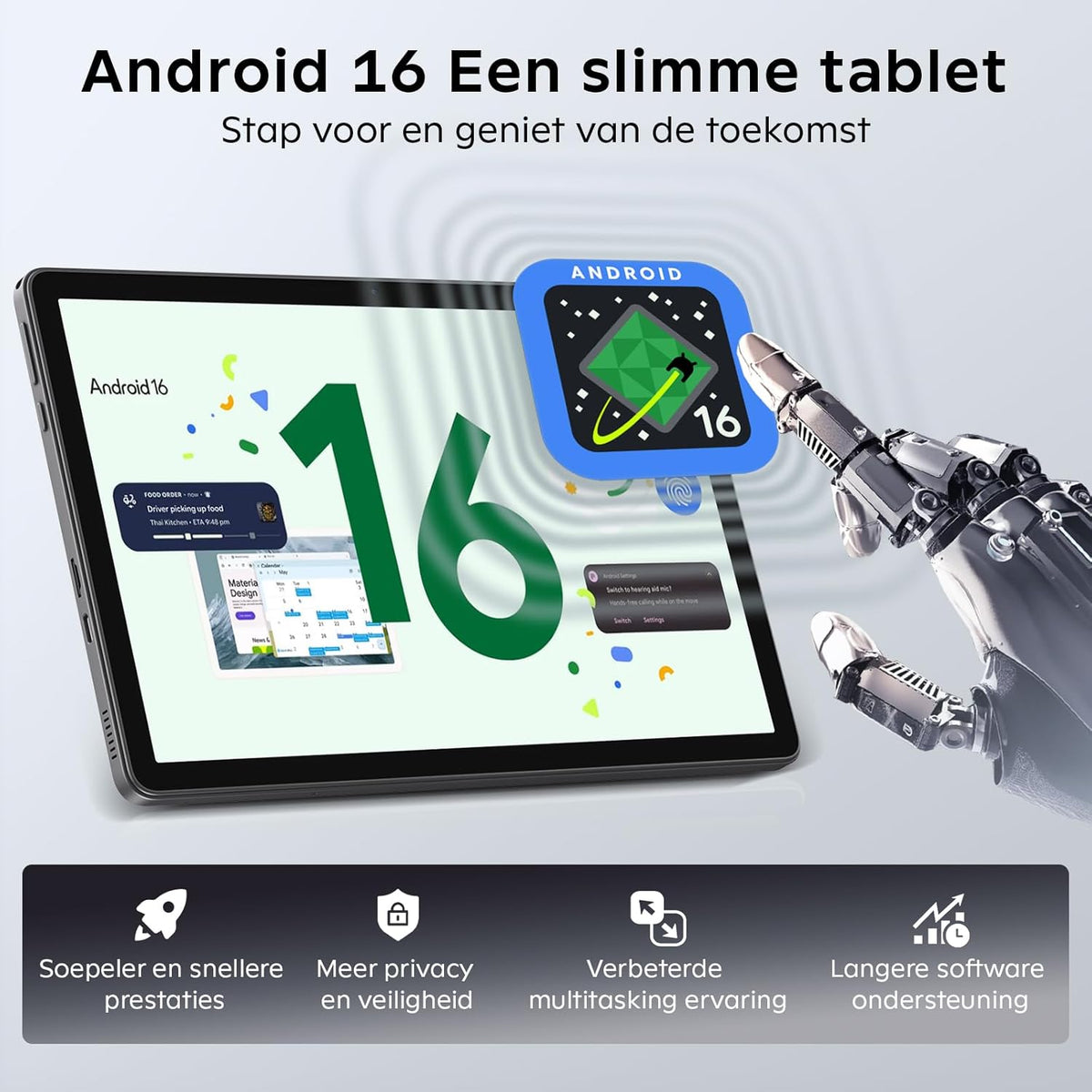 Raemond Android 16Tablet 11 Inch met Gemini AI,T7250 Octa-Core,24GB RAM+256GB ROM(2TB TF),16MP + 8MP,1920x1200IPS HD Display,8000mAh,Widevine L1,GPS,GMS (Grijs)