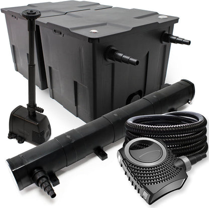 Filterset bio-vijverfilter 60.000l, UVC-zuiveraar 72W, pomp, slang 25m, skimmer, fonteinpomp