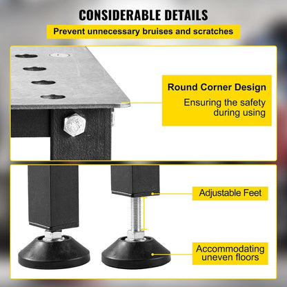 VEVOR Lastafel 91,4 x 61 cm, 360 kg capaciteit lassen werkbank tafel, zware werkbank met 1,6 cm armatuur gaten en antislip voetpads voor lassen, assemblage, reparatiewerkzaamheden