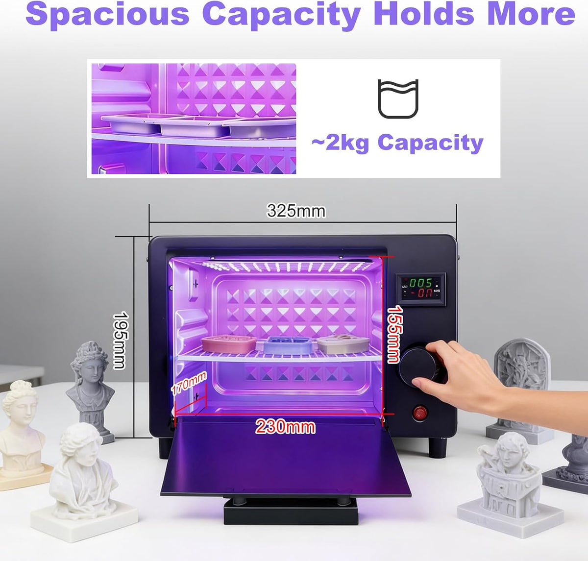 80 W uv-hars uithardingsmachine, met timer- en verwarmingsfunctie, geschikt voor snel uitharden van 3D-printhars, uv-lijm, drukinkt, luchtgekoeld hardingsapparaat (32,5 x 18 x 19,5 cm)