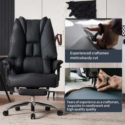 Bureaustoel – Kantoorstoel – Directiestoel – Werkstoel – Gamingstoel – XXL Zitting 57,5 cm – Ergonomische Hoge Rugleuning met Lendesteun