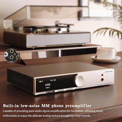 SMSL AS400 versterker DAC hoofdtelefoonversterker 165 W x2 2.1 kanalen MA5332MS MM Phono Amp Bluetooth 5.1 CS43131 MQA CD DAC voorversterker 4,4 mm / 6,35 mm RCA/BT/USB/Opt/Coax/Phono