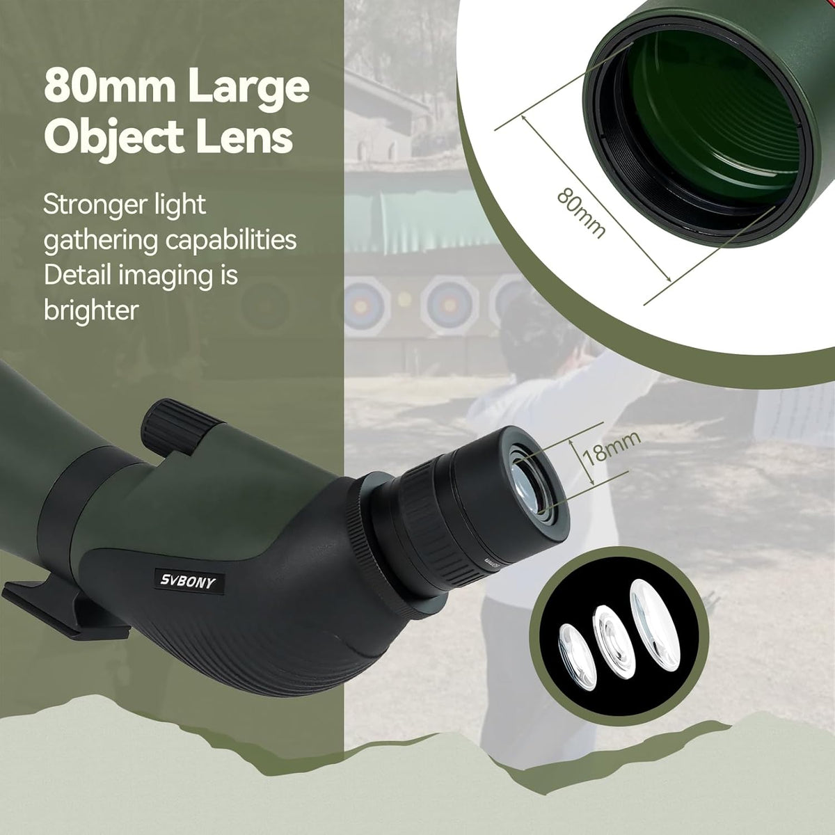 Spotting Scope – Verrekijker – Afstandskijker – Jachtkijker – Vogelkijker – 20-60x Zoom – 80mm Lens met HD FMC Coating
