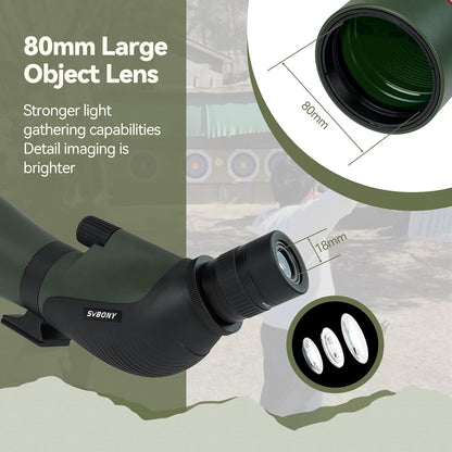 Spotting Scope – Verrekijker – Afstandskijker – Jachtkijker – Vogelkijker – 20-60x Zoom – 80mm Lens met HD FMC Coating