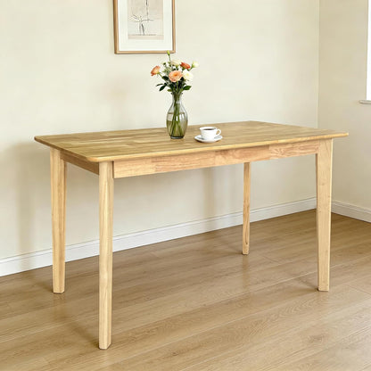 QLLY Rechthoekige eettafel van massief hout, rubberboom, eenvoudige montage, 120 cm