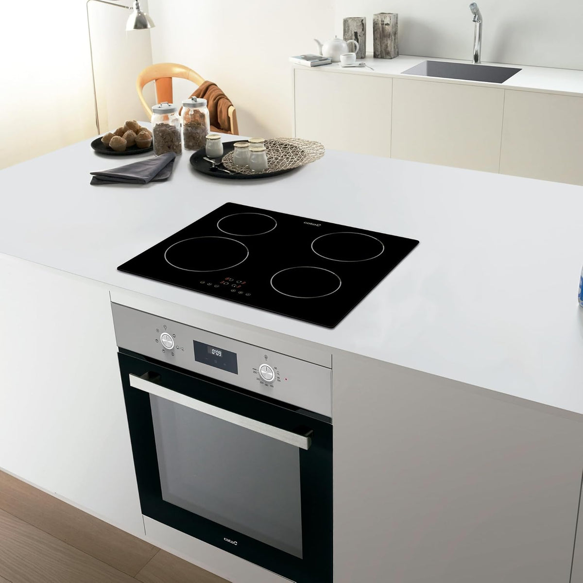 Inductiekookplaat – Elektrische Kookplaat – Kookveld – Keramische Kookplaat – Inbouw Kookplaat – 4 Kookzones 7 kW – Touchbediening Met Boosterfunctie
