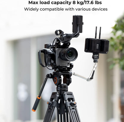 K&F Concept Video Statief Systeem, 184cm Heavy Duty Statief met 360° Fluid Head, Professionele Aluminium Statief met Quick Release Plate voor DSLR, Camcorder, Camera's, Maximale Belasting 8KG.