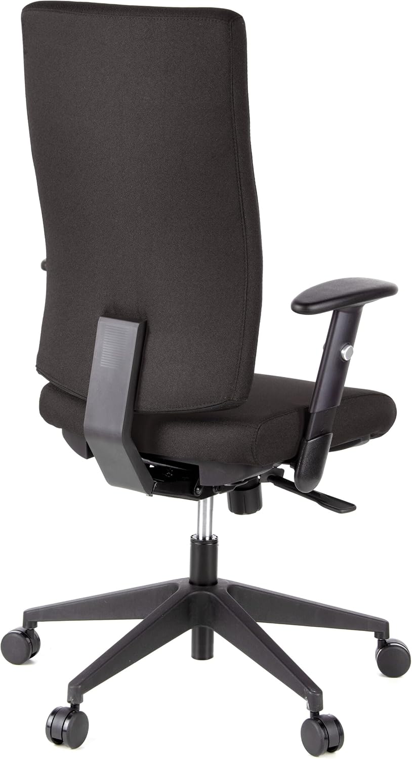 HJH OFFICE 608500 professionele bureaudraaistoel PRO-TEC 300 stof zwart bureaustoel ergonomisch, hoge rugleuning, verstelbare armleuning