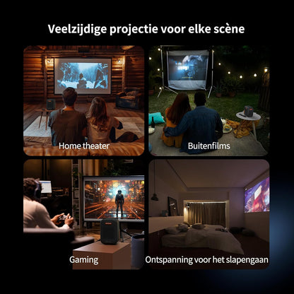 WEMAX Mini Projector【Netflix Gecertificeerd & Google TV】Draagbare Projector【4K Ondersteuning & 1080P Native】Slimme Projector met Dolby Audio, Video Projector met WiFi/Bluetooth voor Home Cinema,Buiten