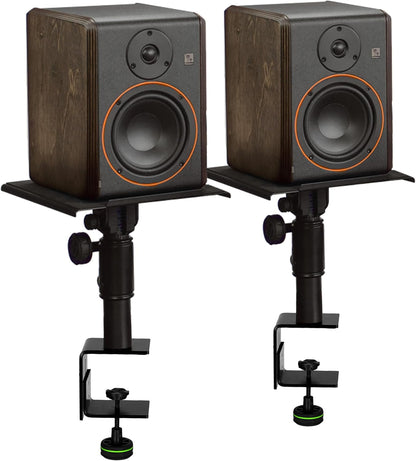 Palmer STUDIMON5 actieve 5 inch Needveld Studiomonitoren (2x) en Gravity SP3102TM Monitorstandaard met tafelklem (2x) - Bundle, Zwart