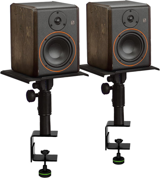 Palmer STUDIMON5 actieve 5 inch Needveld Studiomonitoren (2x) en Gravity SP3102TM Monitorstandaard met tafelklem (2x) - Bundle, Zwart