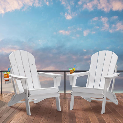 VEVOR Adirondack Stoel van kunststof, set van 2 draagbare opvouwbare vuurkorfstoel, outdoor Adirondack terrasstoel met bekerhouder, met ontspannende armleuning, ergonomisch, voor tuin, achtertuin -