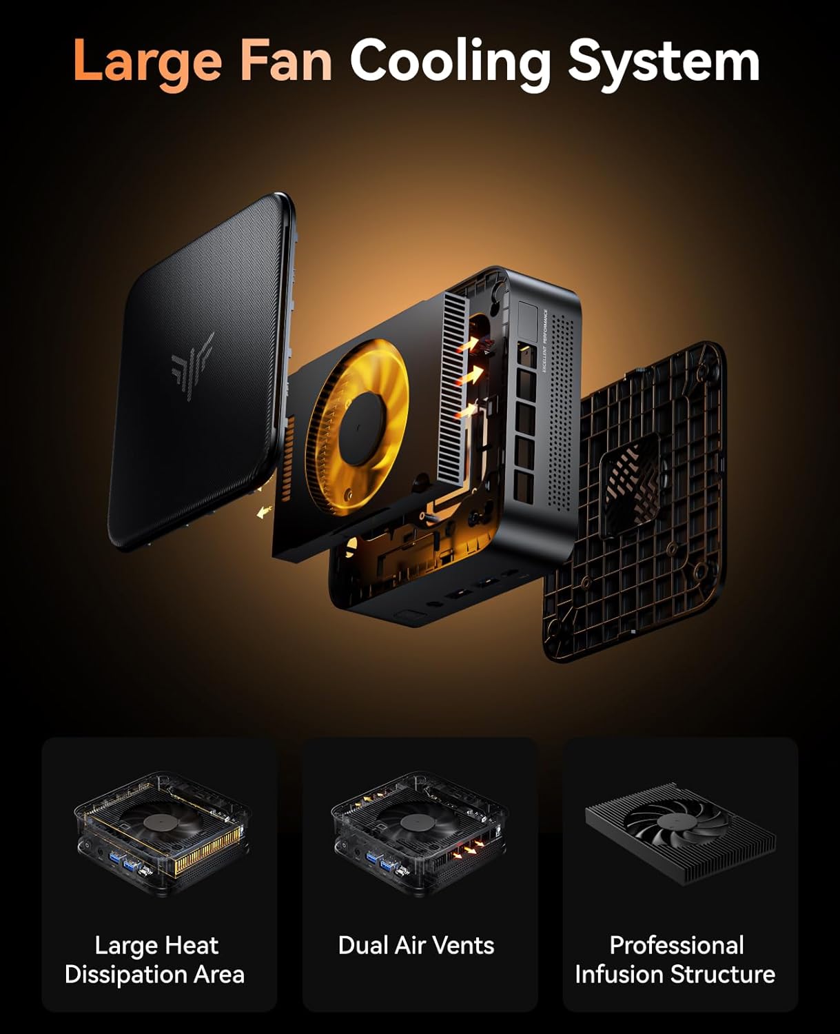 NiPoGi AM02 AMD Ryzen 7 5700U 16GB DDR4 512GB SSD Mini Desktop Computer mit Radeon RX Vega 10 Graphics, Mini Gaming PC Support DP+HDMI 4K, RJ45-LAN,Dual-WLAN Micro Business PC