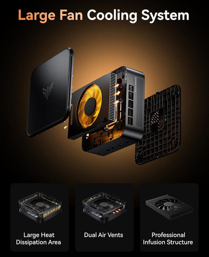 NiPoGi AM02 AMD Ryzen 7 5700U 16GB DDR4 512GB SSD Mini Desktop Computer mit Radeon RX Vega 10 Graphics, Mini Gaming PC Support DP+HDMI 4K, RJ45-LAN,Dual-WLAN Micro Business PC