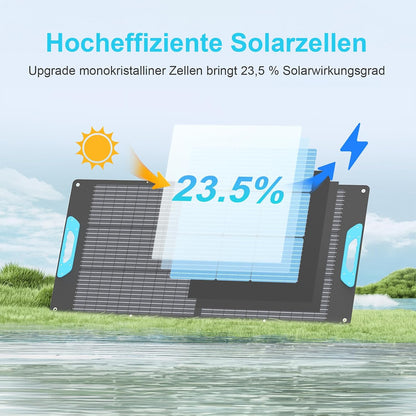 Opvouwbaar zonnepaneel, 110 W, IP67 waterdicht, USB-C PD 65 W & QC3.0 USB-A, 23,5% rendement, compatibel met powerstations, voor camping, camper en outdoor