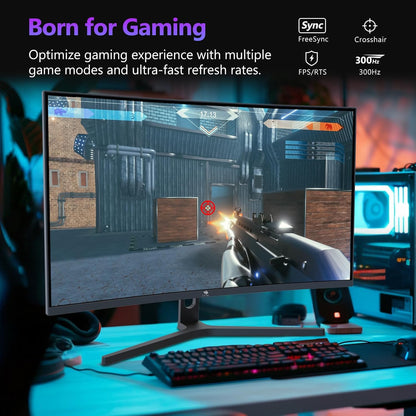 Z-Edge Gaming Monitor Curved 27'' 300Hz (DP1.4*2), 1ms, FHD, FreeSync, 240Hz (HDMI2.0*2), 16:9 LED Gaming Monitor, Adjustable Tilt, HDR, VA, 3000:1, RGB VESA 100*100mm(DP Cable Included)