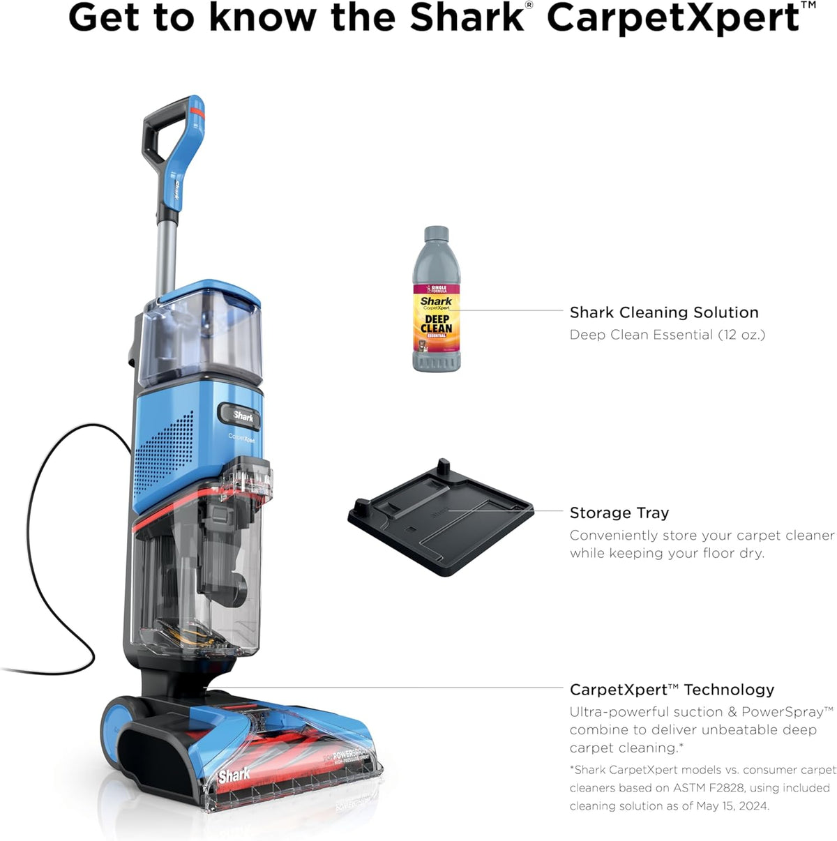Shark EX121BRN CarpetXpert Upright Pet Carpet Cleaner Deep Cleaning Dirt and Dirt Removal Carpet Shampoo, Blue - QUORE