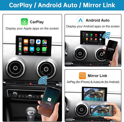Retrofit Kit Decoder met Wireless CarPlay & Android Auto voor Audi A3/S3 2013-2018, Ondersteuning Mimrorlink, Youtube, GPS Achteruitrijcamera, Siri