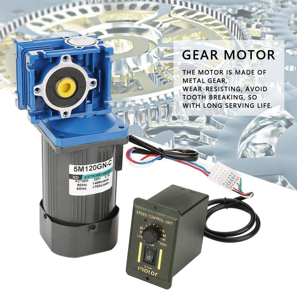 Wormwielmotor – Wormmotor – Tandwielmotor – AC Motor – Snelheidsreductor – 120W 1400 RPM – Zelfremmend Met Instelbare Snelheid En Draairichting