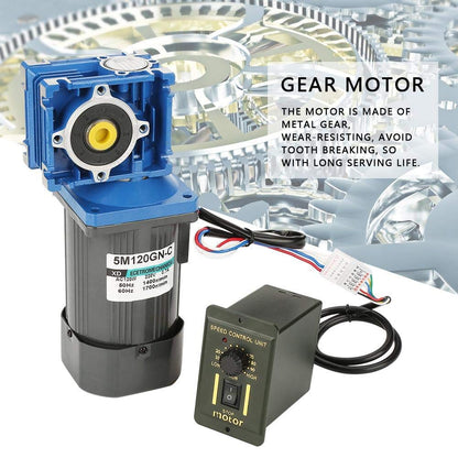 Wormwielmotor – Wormmotor – Tandwielmotor – AC Motor – Snelheidsreductor – 120W 1400 RPM – Zelfremmend Met Instelbare Snelheid En Draairichting