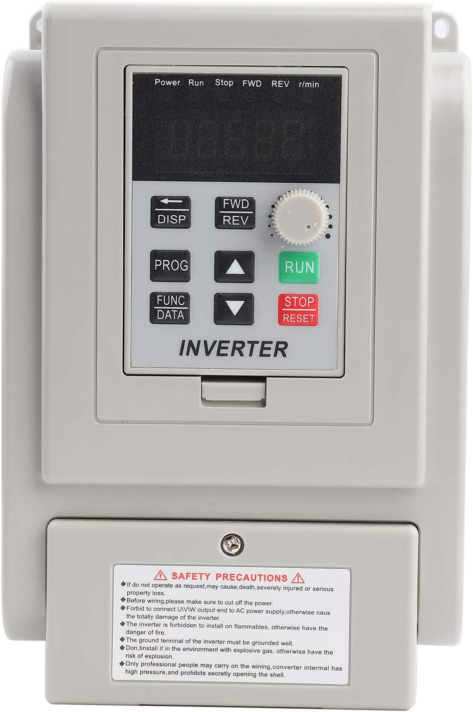Variabele Frequentieaandrijving VFD, 0,75 kW, AC 220V, Eenfasig, 5A, V/F Open-Loop, PWM-Regeling, 16,5x11,5x10 cm