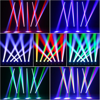 Mini 60W Beam Moving Head Podiumlamp, RGBW LED Partylicht DMX512 met spraakbediening, professionele verlichtingsinstallatie voor podiumverlichting, disco, DJ, bar, kerst