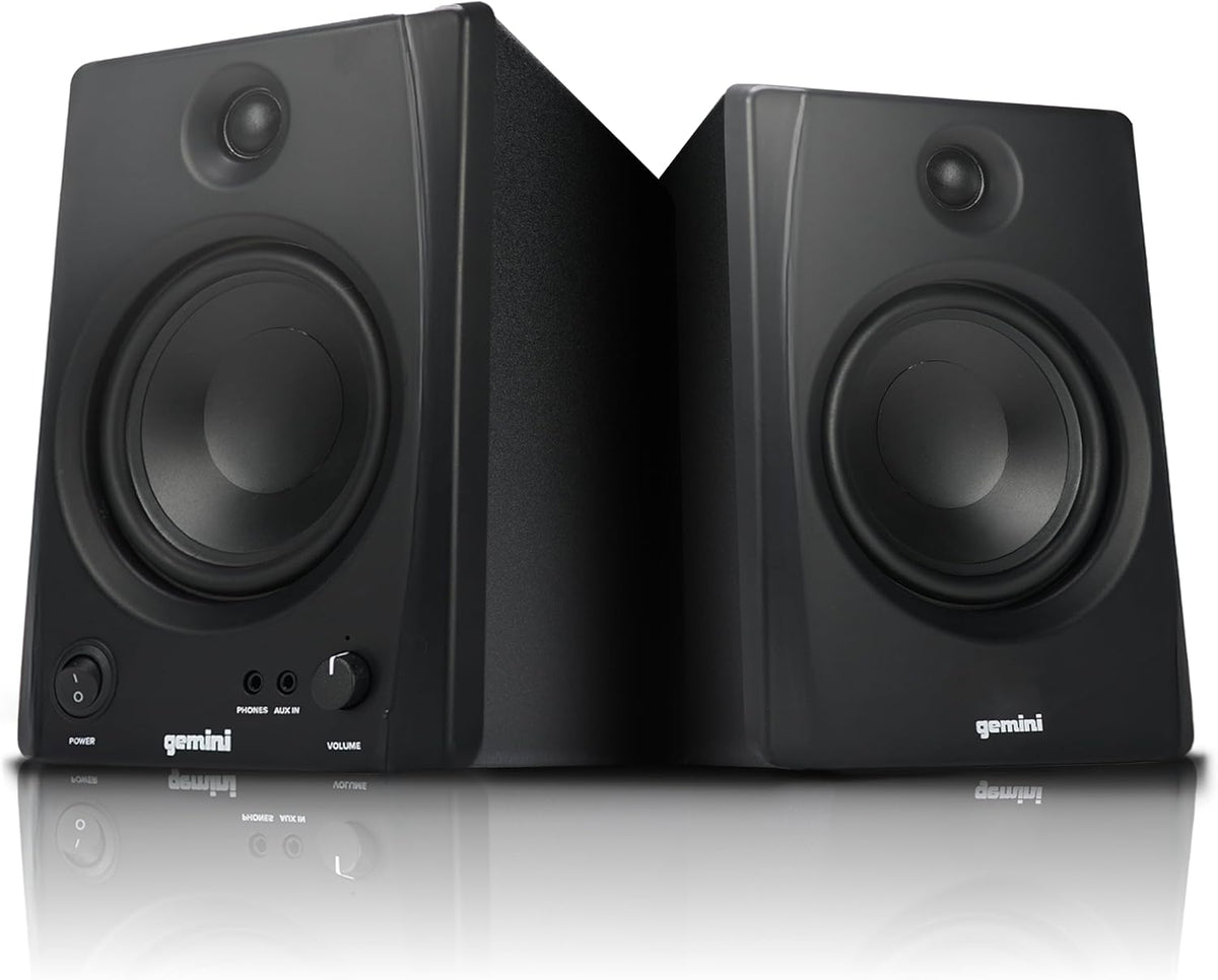 Gemini Sound SMX-5BT 5 inch studiomonitorluidsprekers met Bluetooth - 200 W piekvermogen, TRS/RCA/Aux-ingangen, akoestische afstemming, actief/passief paar voor thuisstudio, DJ en muziekproductie
