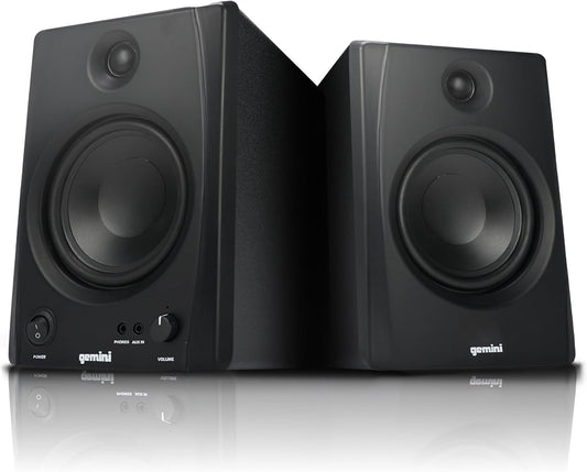 Gemini Sound SMX-5BT 5 inch studiomonitorluidsprekers met Bluetooth - 200 W piekvermogen, TRS/RCA/Aux-ingangen, akoestische afstemming, actief/passief paar voor thuisstudio, DJ en muziekproductie
