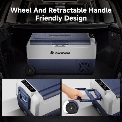 AAOBOSI Compressor-koelbox 36 L, Koelbox voor auto met app-bediening, 12/24 V en 100-240 V camping koelkast, tot -20 °C voor auto, vrachtwagen, boot, camper, camping, dual zone en twee temperaturen