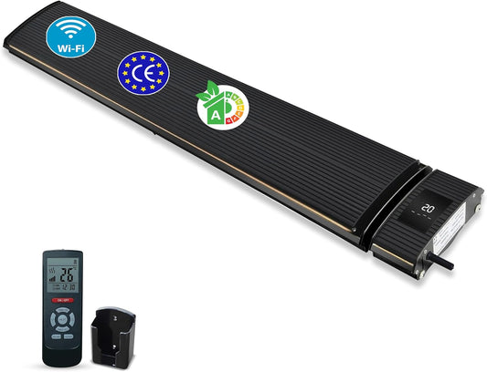 Wifi QH-TH Black Heater Infrared Patio Heater 1800 or 2400 Watt (2400 Watts) (165 x 18 x 7.3 cm / 2400 Watt/Wifi) - QUORE