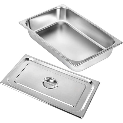 KITGARN 4 "Diepe Stoom Tafelpan Volledige Grootte 13L Diepe Voedsel Container Roestvrij Staal Oven Tray Anti-Jam Stoom Tafel Voedsel Pan Set van 4 Voedsel Pannen (4 "/4 STKS)