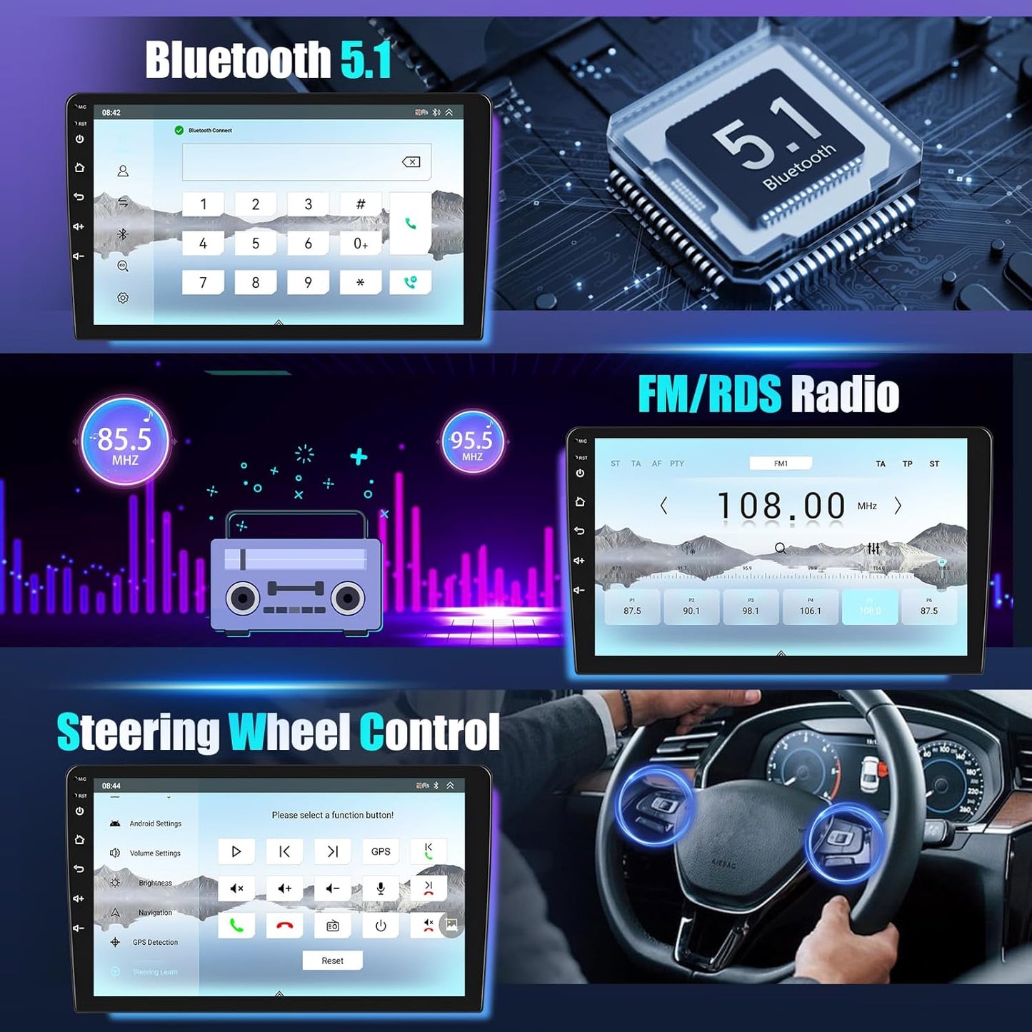 Android Autoradio – Multimediasysteem – Navigatiesysteem – Inbouwradio – Touchscreen Radio – Voor Peugeot 308/408 2007-2015 – Draadloze CarPlay & Android Auto – 9 Inch Touchscreen