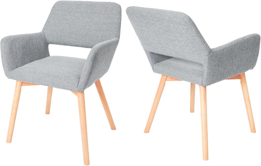 CangLong Eetkamerstoel, set van 2 - Modern, Scandinavian, Dining Chairs - Comfortabel, Duurzaam, Elegant - Grijs, Wood, Fabric